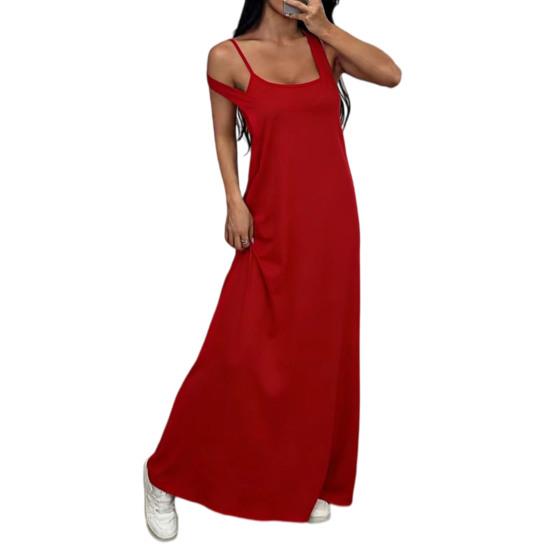 Women Cami Top Dress Two Piece Set Summer Solid Color Wide Strap Long Dress Camisole Casual Ankle Length Sleeveless Midi Dress