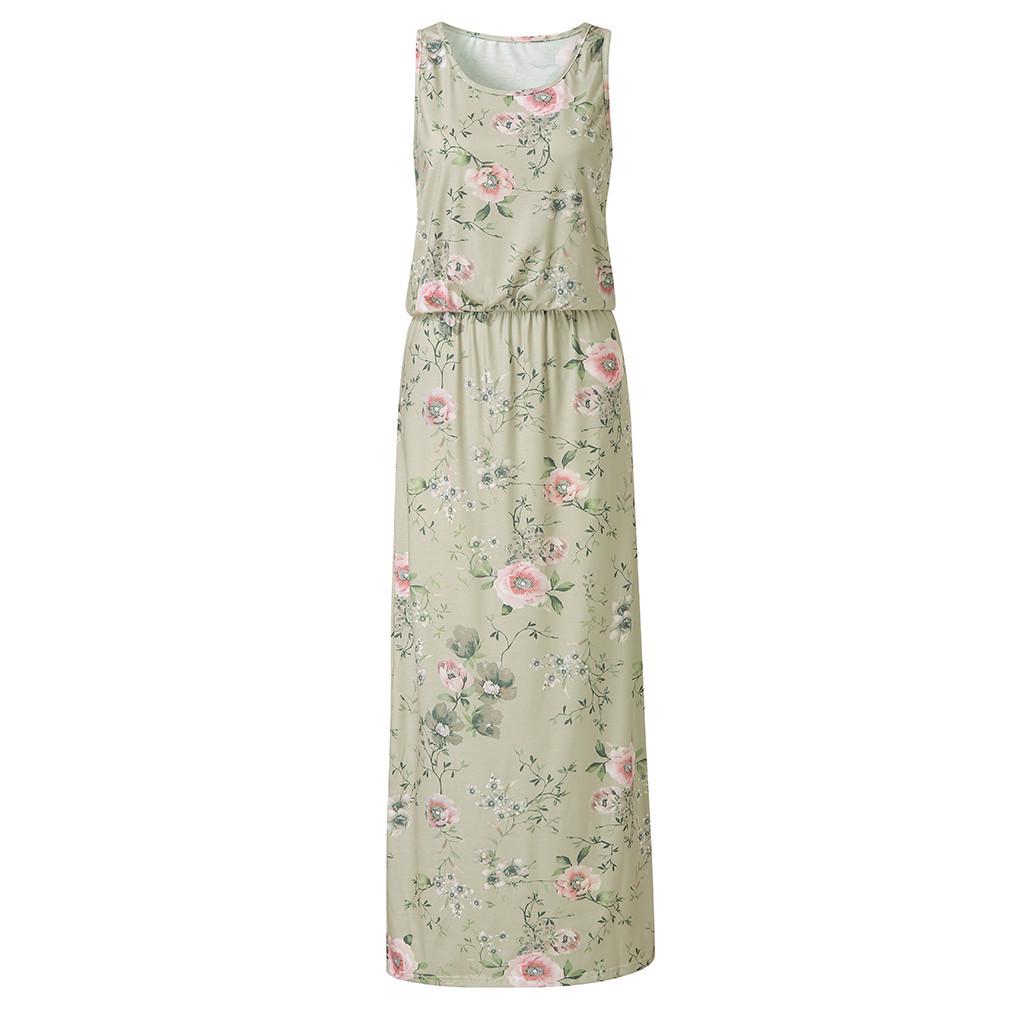 

Womens Bohemian Sleeveless Printed Length Dress Party Dress