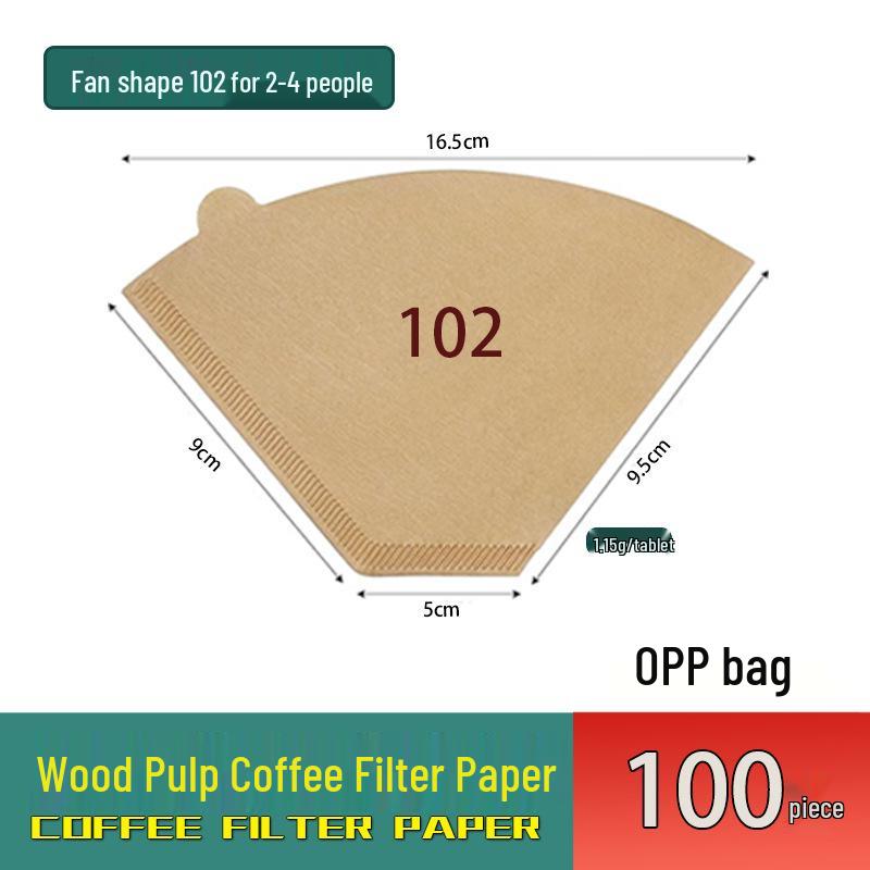 Fan-Shaped Hanging Ear Coffee Filter, Raw Wood Pulp, Drip Pour-Over, V02/04 Size.