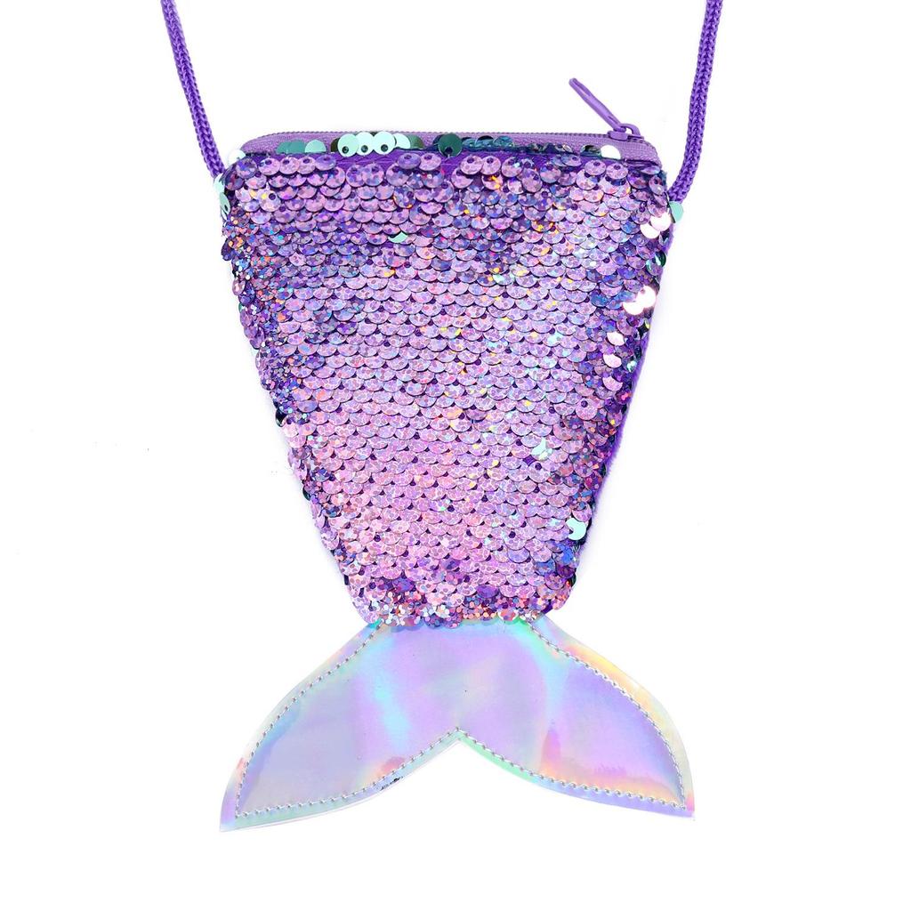 Children's Mermaid Sequin Lanyard Coin Purse - Girls' Crossbody Wallet