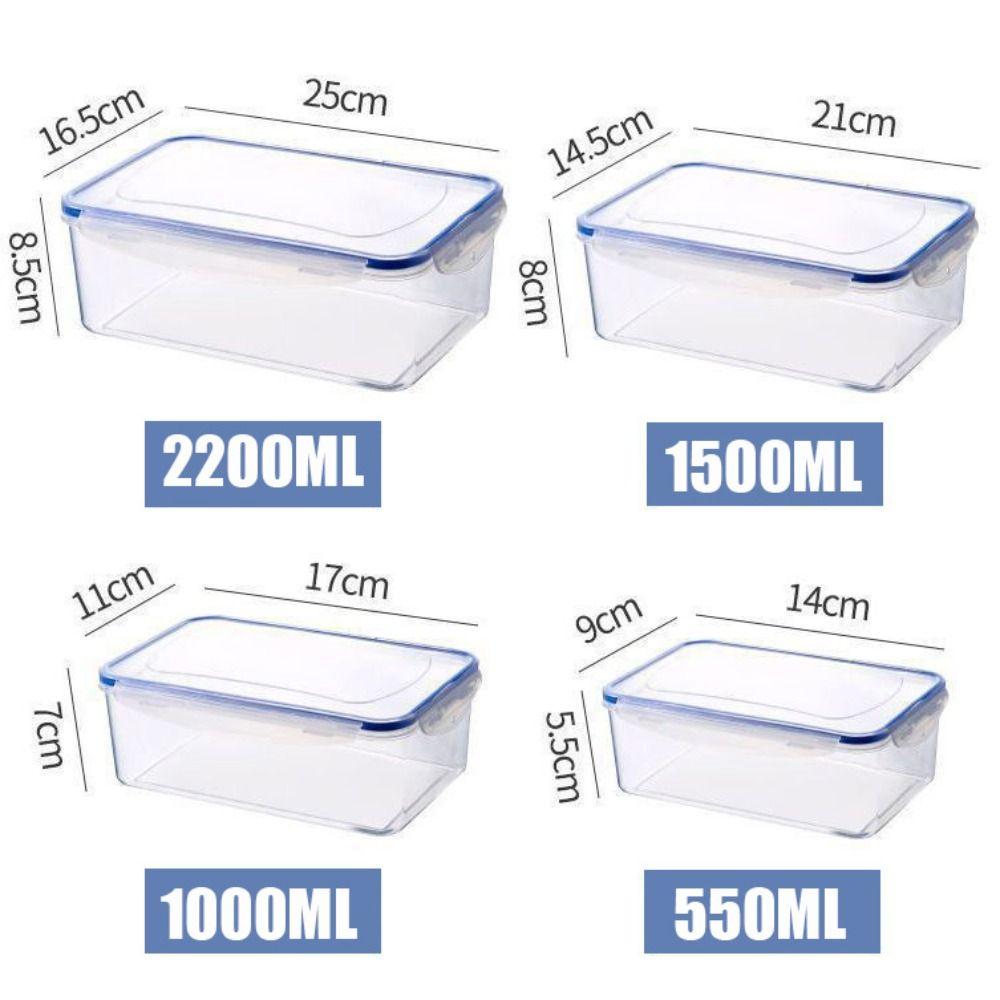 1Pc/4Pcs Refrigerator Storage Box Food Containers Plastic Fresh-Keeping Box with Lid Portable Storage Box Kitchen Organization