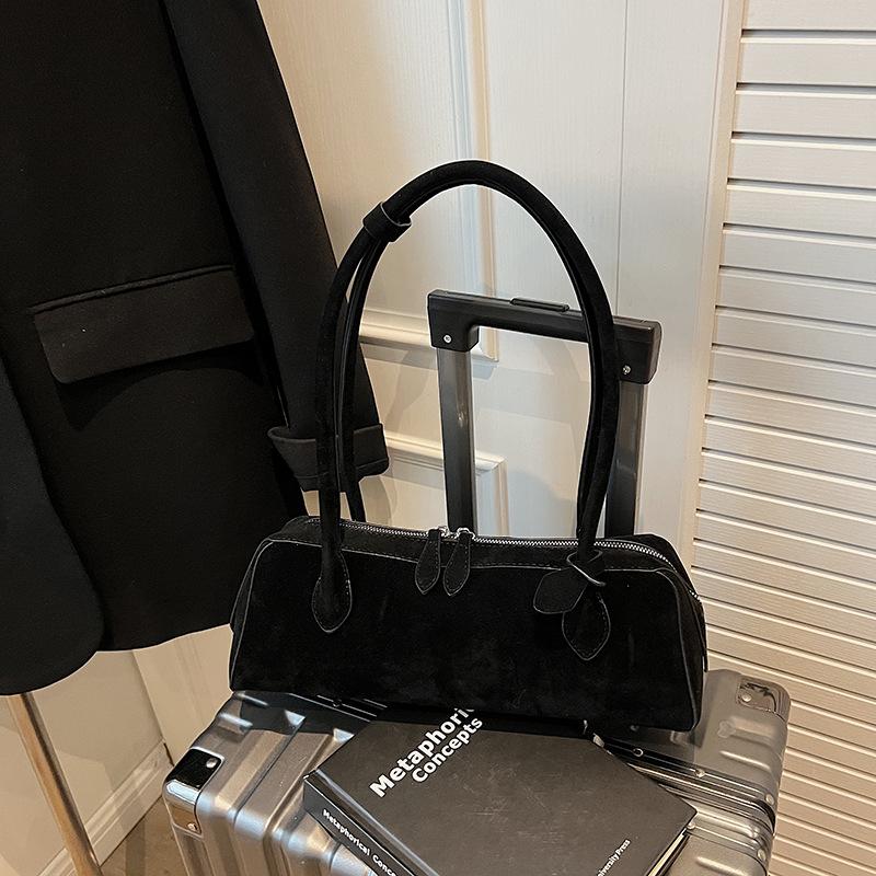 Bolsa feminina retro francesa de camurça premium fosca nova 2025 bolsa de axila bolsa de bastão de lei bolsa de ombro