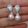 High-End And Fashionable Ocean Pearl Earrings, Set With Cubic Zirconia  Women'S  Luxurious Fashion Jewelry