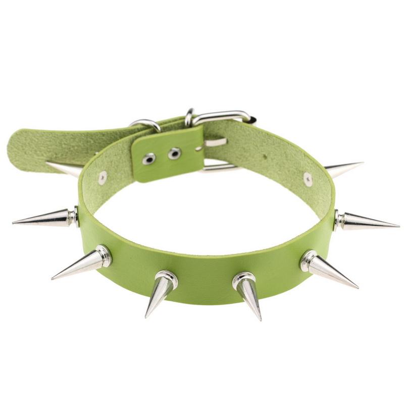 PU kožený gotický náhrdelník obojok Sexy špica okrúhly prsteň Kľúčna kosť Punk Rock Retiazka Choker Opasok Nastaviteľný golier Choker Cosplayer Halloween doplnok