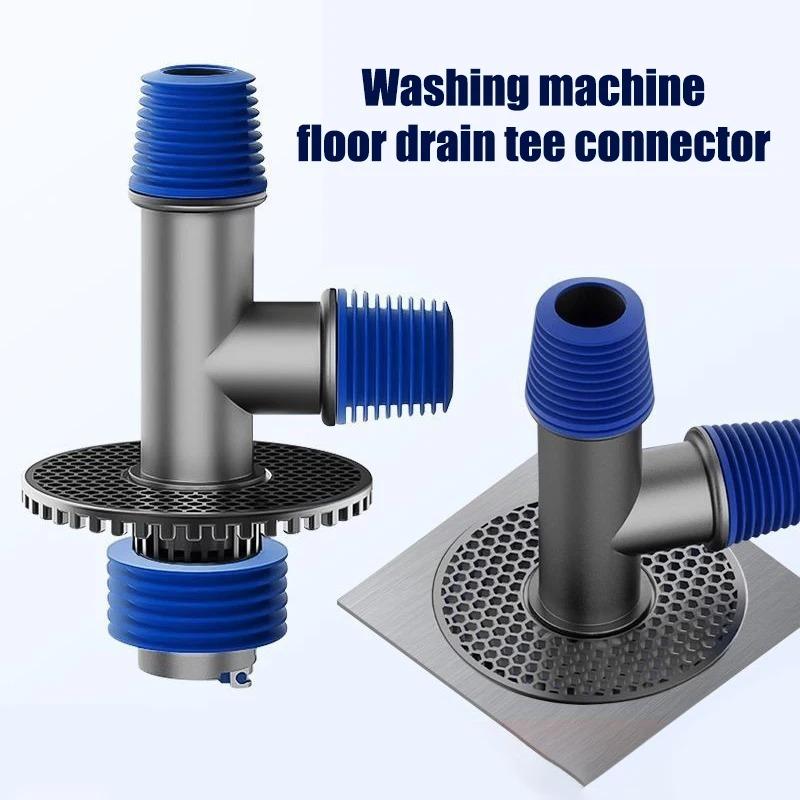 Multi Functional Floor Drain Downcomer Washing Machine Floor Drain Tee Connector Kitchen Sink Drainage Pipe Floor Anti-odour