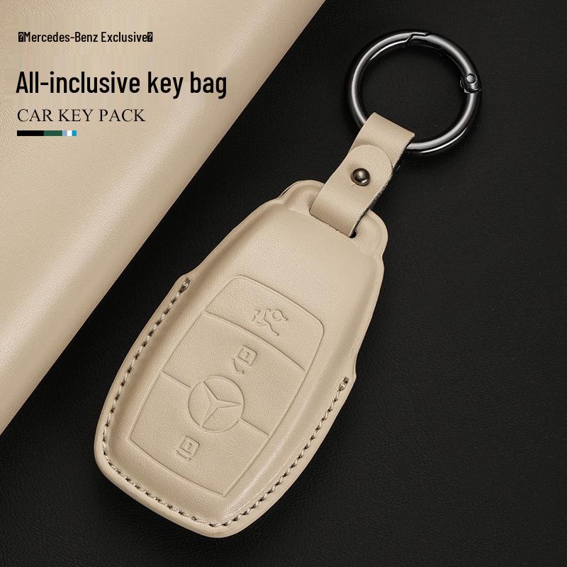 Genuine Leather Key Cover for Mercedes C260L, GLA, GLC300L, GLE, E300L, A200L, and GLB