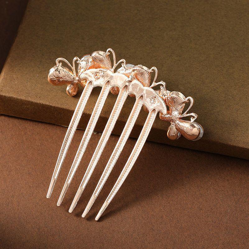 Butterfly Rhinestone Hair Comb Clip for Bun Hairstyles