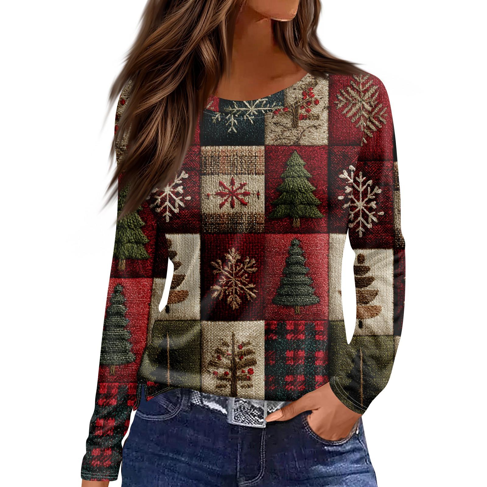 

Женская модная повседневная футболка с круглым вырезом и разрезом по низу, длинный рукав, свободный принт XL винный