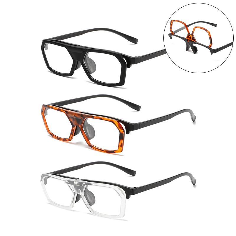 

1/2/3pcs Half Frame Flip Up Reading Eyeglasses Large Frame Anti Blue Light Versatile Frame Lightweight Style Clear Eyeglass Lenses 2.5