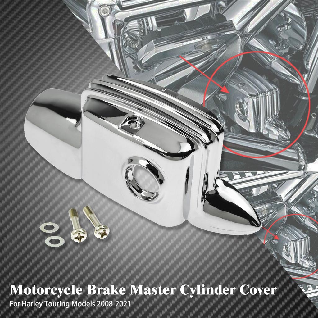 Rear Brake Master Cylinder Cover Motorcycle For Harley Touring Road King FLHR Street Electra Glide FLHT FLTRX 08-2021 Chrome ABS