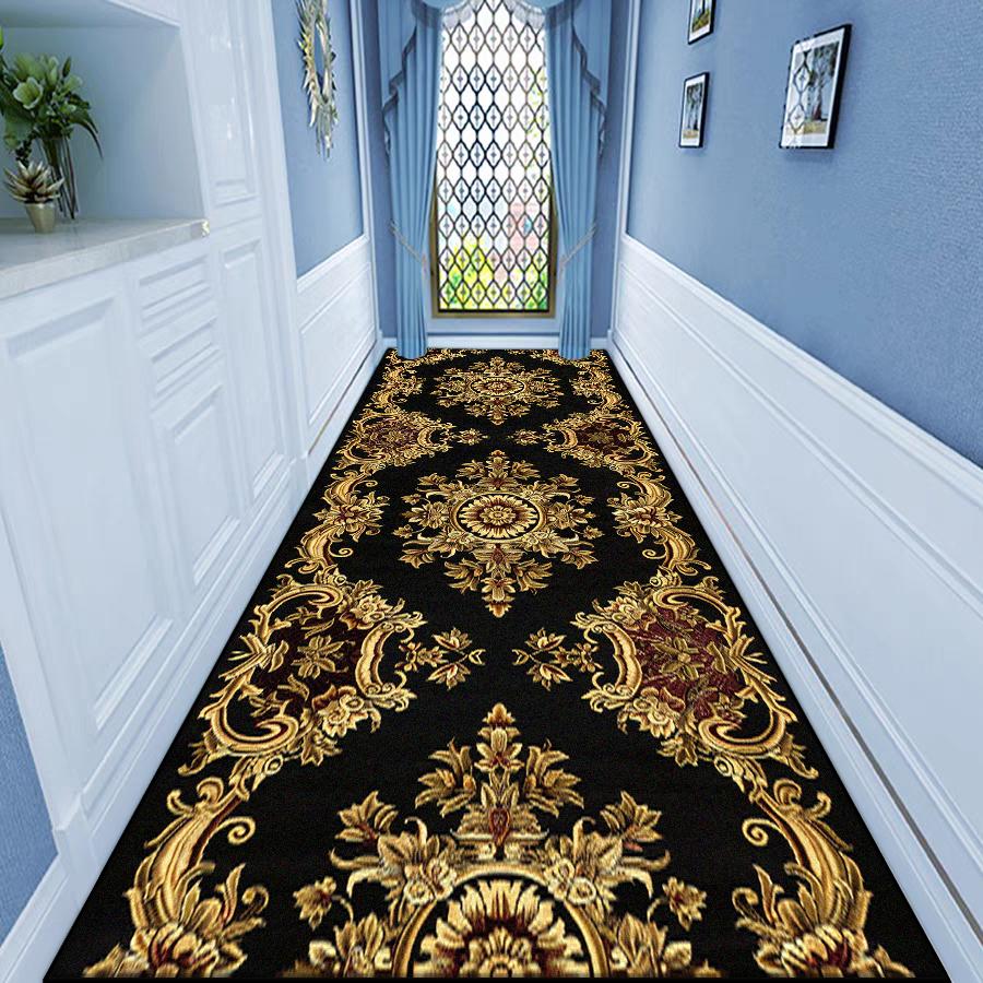 European Style Luxury Corridor Carpet Home Decoration Living Room Non-slip Runner Long Rug Hotel Stair Entryway Customizable Mat