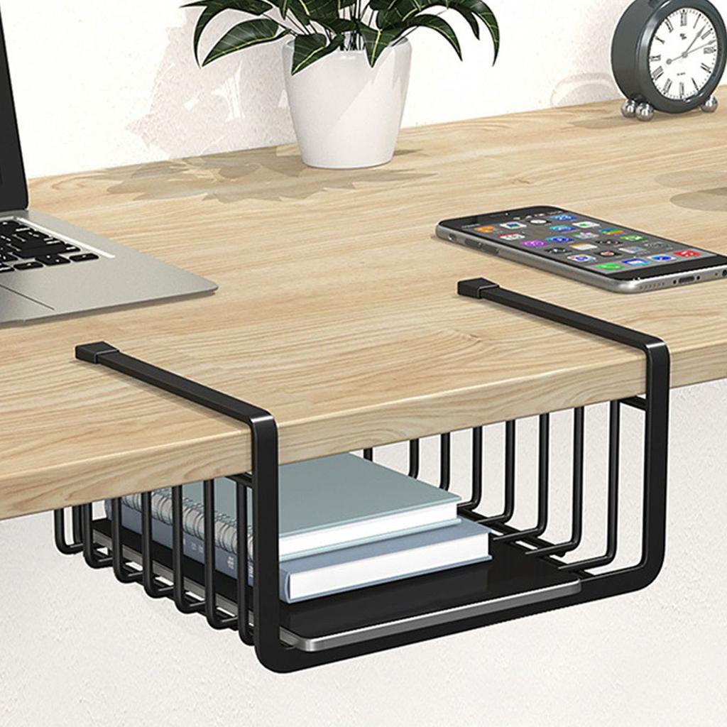 Under Shelf Wire Basket Iron Black Multifunctional Space Saving Under Cabinet Hanging Basket Organizer