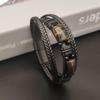 Men's Double Layer Leather Bracelet with Tiger Eye Stones