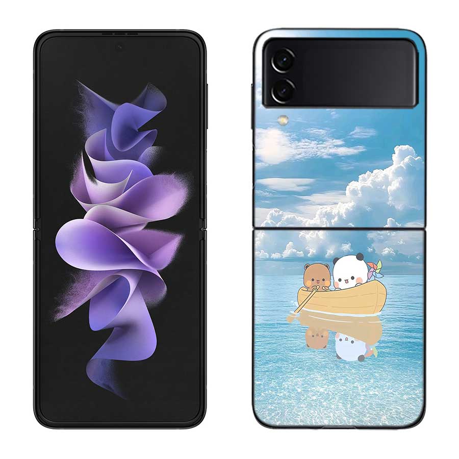 Cute BuBu DuDu Phone Case For Samsung Z Flip 7 6 5G Galaxy Z Flip 5 4 3 Black Hard Cell Cover Luxury PC Shell Coque