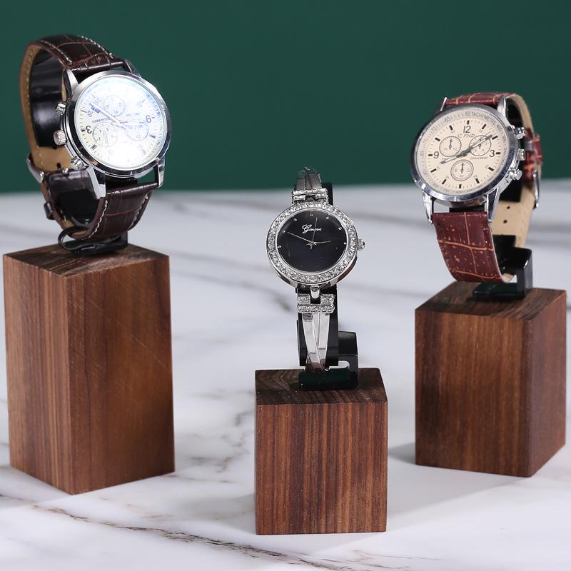 Walnut and Beech Wood Watch and Bracelet Display Stand for Men and Women