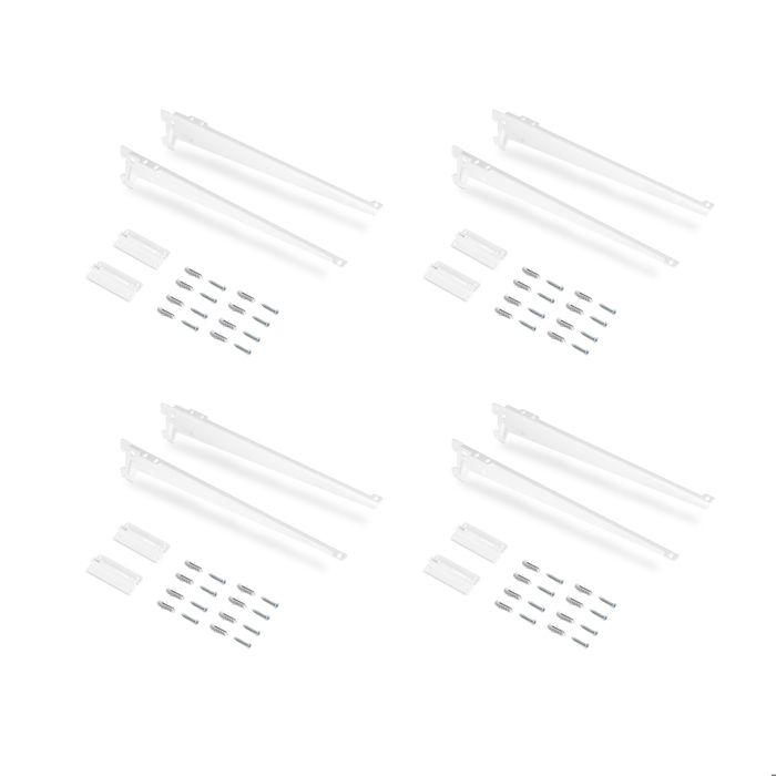 Emuca Lot de 4 étagères avec consoles et plaques de fixation murale Jagmet, longueur 280mm, Acier, Peint en blanc