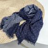 Autumn And Winter Batik Soft Feel Scarf Navy Blue Five-Pointed Star Jacquard Yarn Printed Warm Shawl