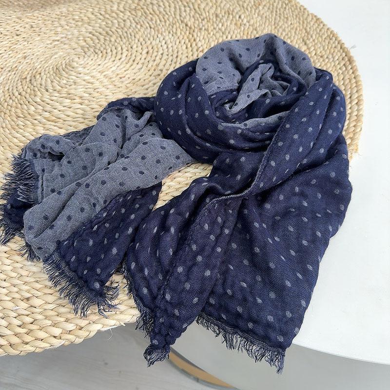 Autumn And Winter Batik Soft Feel Scarf Navy Blue Five-Pointed Star Jacquard Yarn Printed Warm Shawl