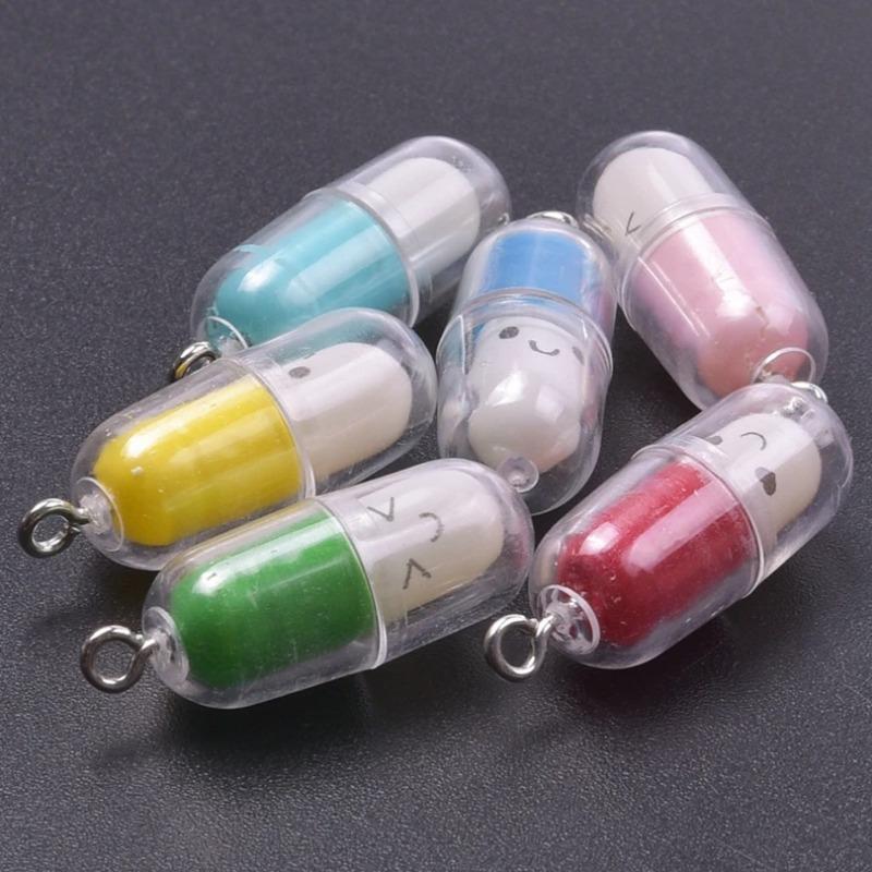 10pcs Random Color Resin Cute Smiling Face Capsule Charms Pendant Jewelry Making New Diy Earrings Keychain Handmade Accessories