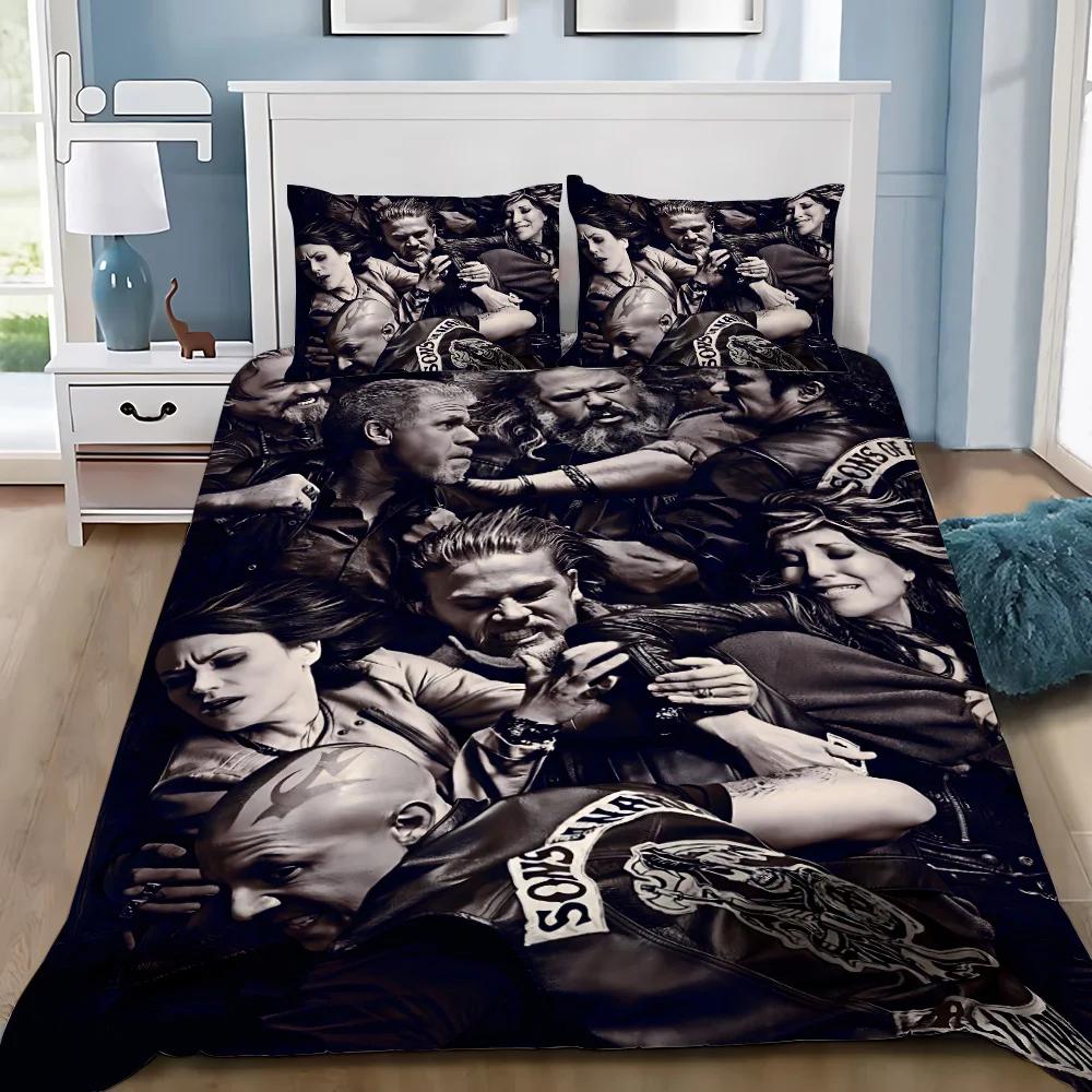 Sons of Anarchy Retro Duvet Cover Pillowcase Bedding Set Adult Boy Girl Bedroom Decoration Children Gift Single Double Size