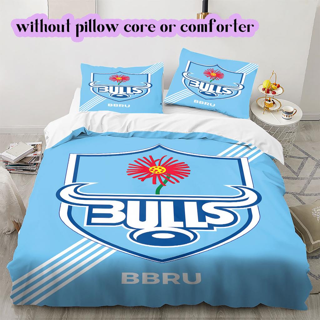 The Bulls rugby Pattern Bedding,Quilt Set Quilt Cover Pillowcase Home Birthday Gift (1*duvet cover+2*pillowcase,without core)
