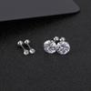 Sun-Inspired Zircon Cartilage Stud Earrings - Stainless Steel Four-Prong Set with Disc Design