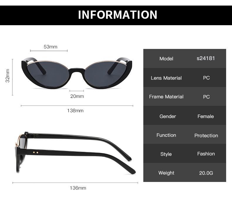 4pcs Pack Fashio Small Oval Sunglasses Women Cat Eye Half Frame Sun Glasses Outdoor Sports Luxury Brand UV400 Shades Eyewear