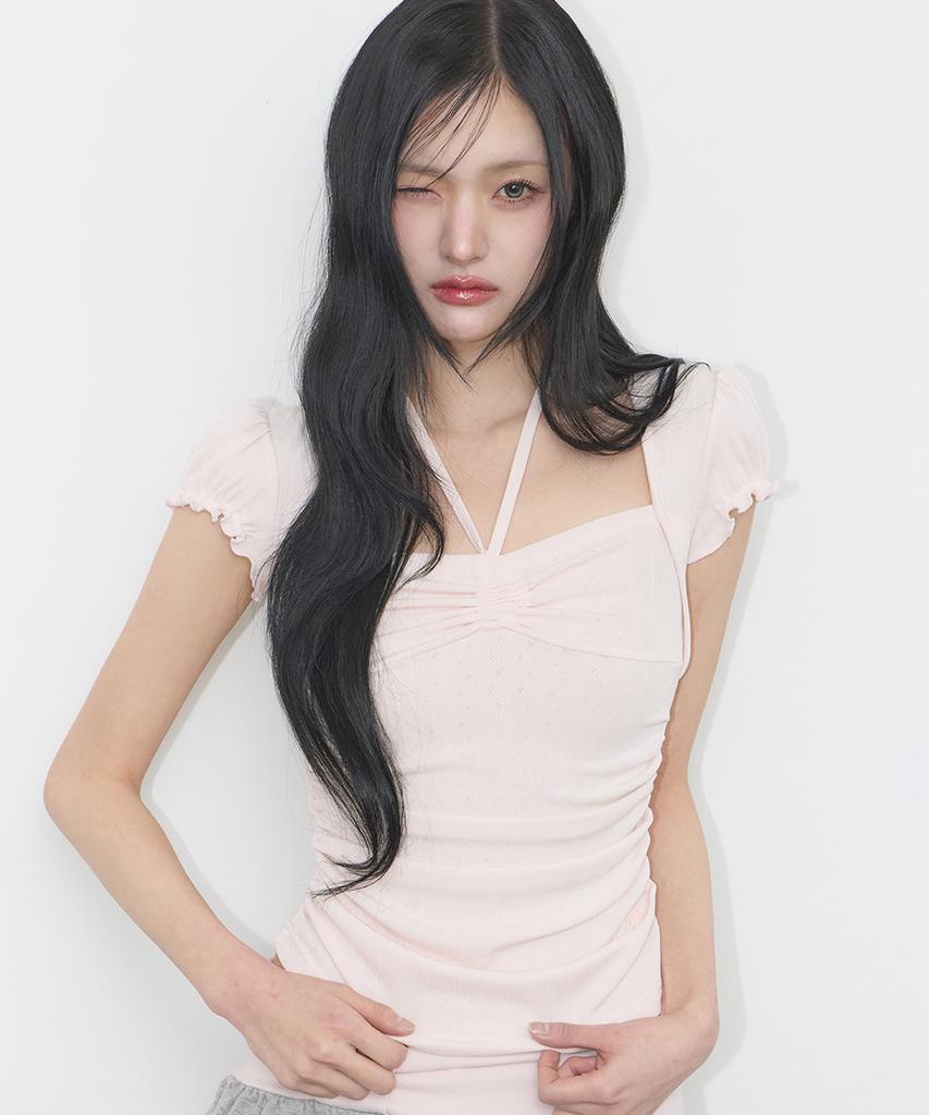 ILLIGO Shirred Halter Top Pink