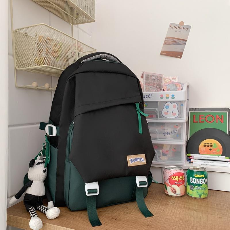 

New schoolbags, male and female college students, large-capacity fashionable and versatile computer backpacks, contrasting colors, junior high чорний