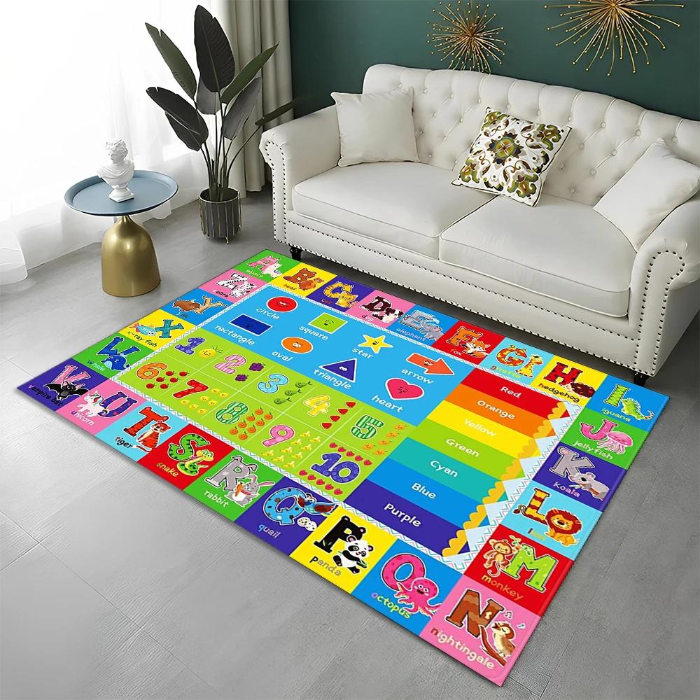 ABC Early Education Cartoon Kids Playroom Alphabet Children Crawling Area Rug,Carpet for Living Room Bedroom Sofa,Non slip Mat