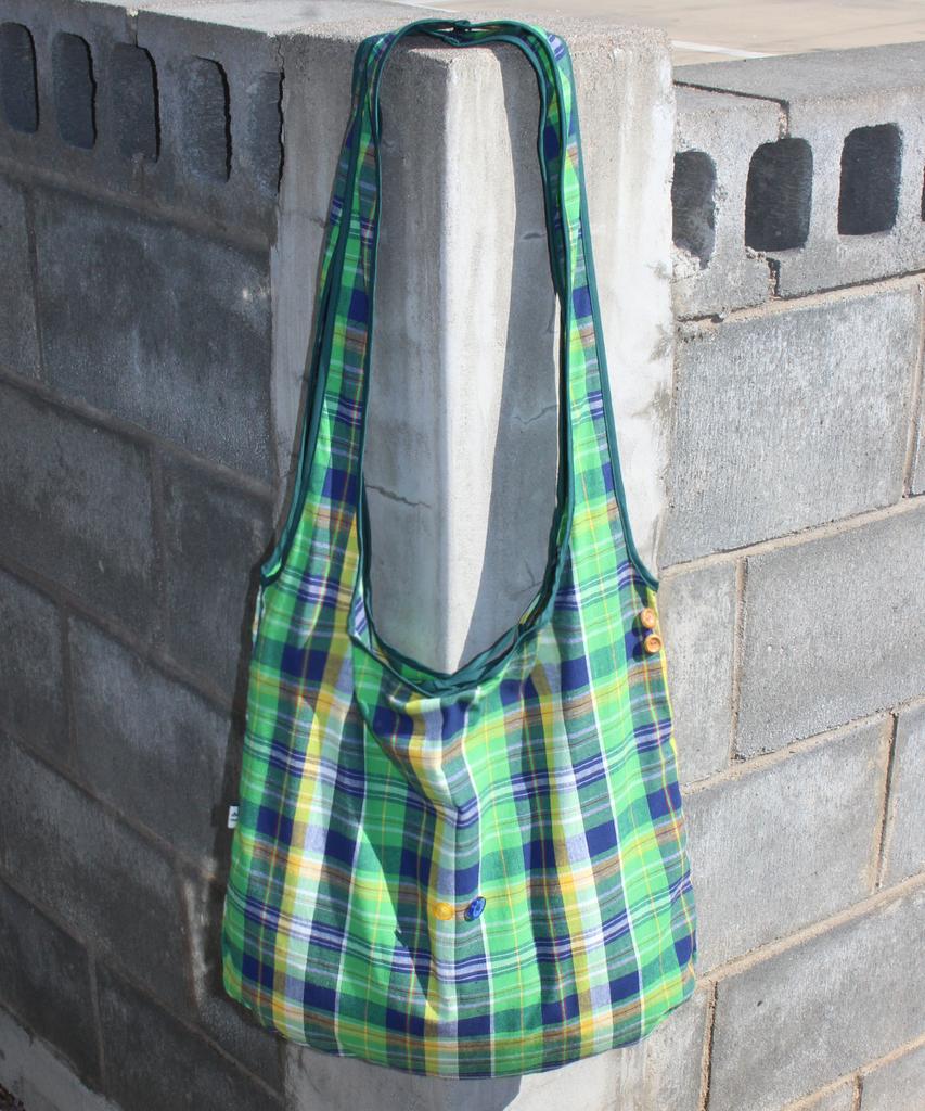 Pmco Check Button Packable Shoulder Bag (Green)