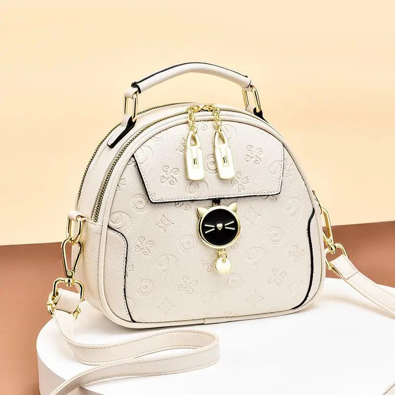 Korean Wide Strap Bag for Women Round Metal Crossbody Bag Simple Beautiful Girls Small Fashion Clash