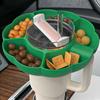 Food Compartment Plate Silicone Reusable Food Tray Snack Bowl With Straw Hole Portable Snack Ring Dishwasher with 5 Compartments