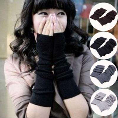 Crochet Hand Stretchy Female Unisex Winter Trendy Warmers Mittens Gloves Long Arm Fingerless