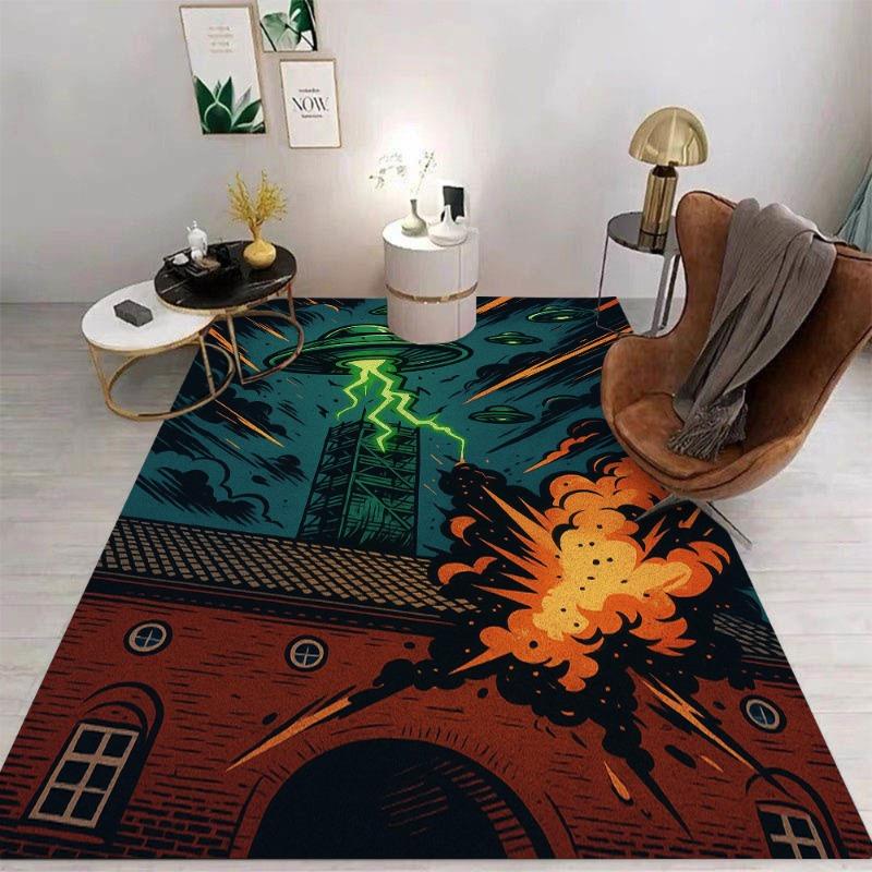 Creative Cartoon Style UFO Floor Mat Bathroom Mat Kids Room Bedroom Decoration Balcony Anti-Slip Doormat Living Room Decor Rug