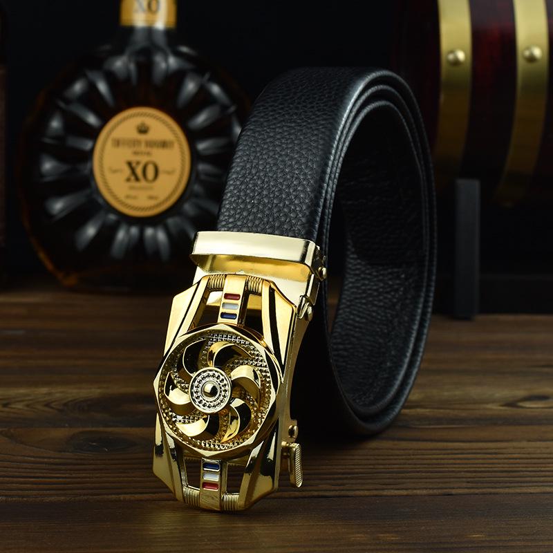 Мужской модный кожаный ремень с вращающейся пряжкой - Классический стиль для всех возрастов 125cm