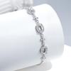 S925 Sterling Silver Luxury Cross Bracelet with Three 4x6mm Gemstone Settings and Diamond Accents