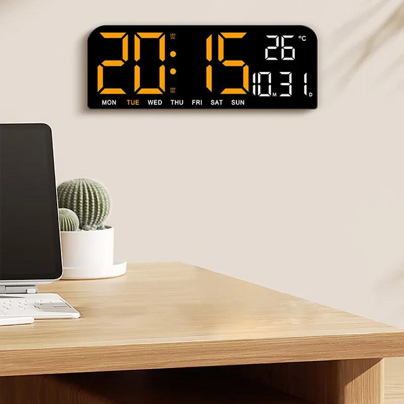 LED Digital Alarm Clock with Sleep Button Adjustable Brightness 5 Modes Desk Wall Clock for Office Living Room Bedroom School