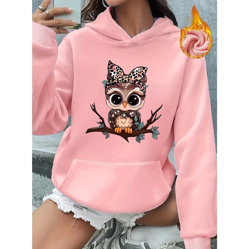 Women's Long-sleeved Sweatshirt Loose Casual Cartoon Owl Print Autumn and Winter Comfortable and Fashionable Sweatshirt