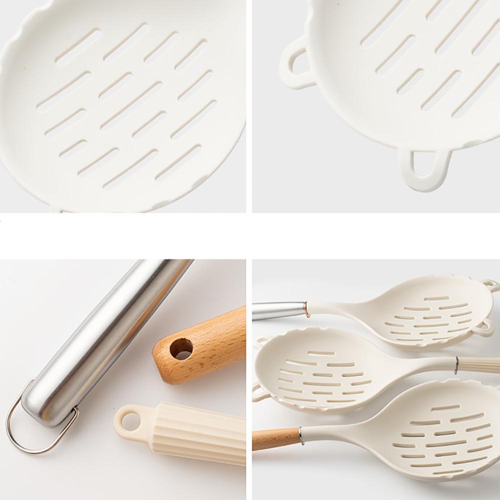 1Pcs Long Silicone Colander Non-Stick Cooking Strainer Heat Resistant Filter Spoon Mesh Skimmer Oil Mesh Colander Kitchen Tool