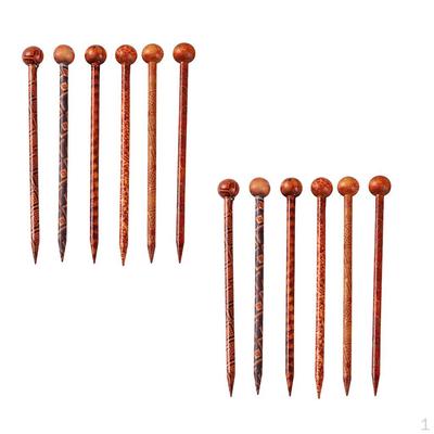 12 Pcs 5.1" Hair Sticks Printed Wood Hairpin Chopsticks Accessories