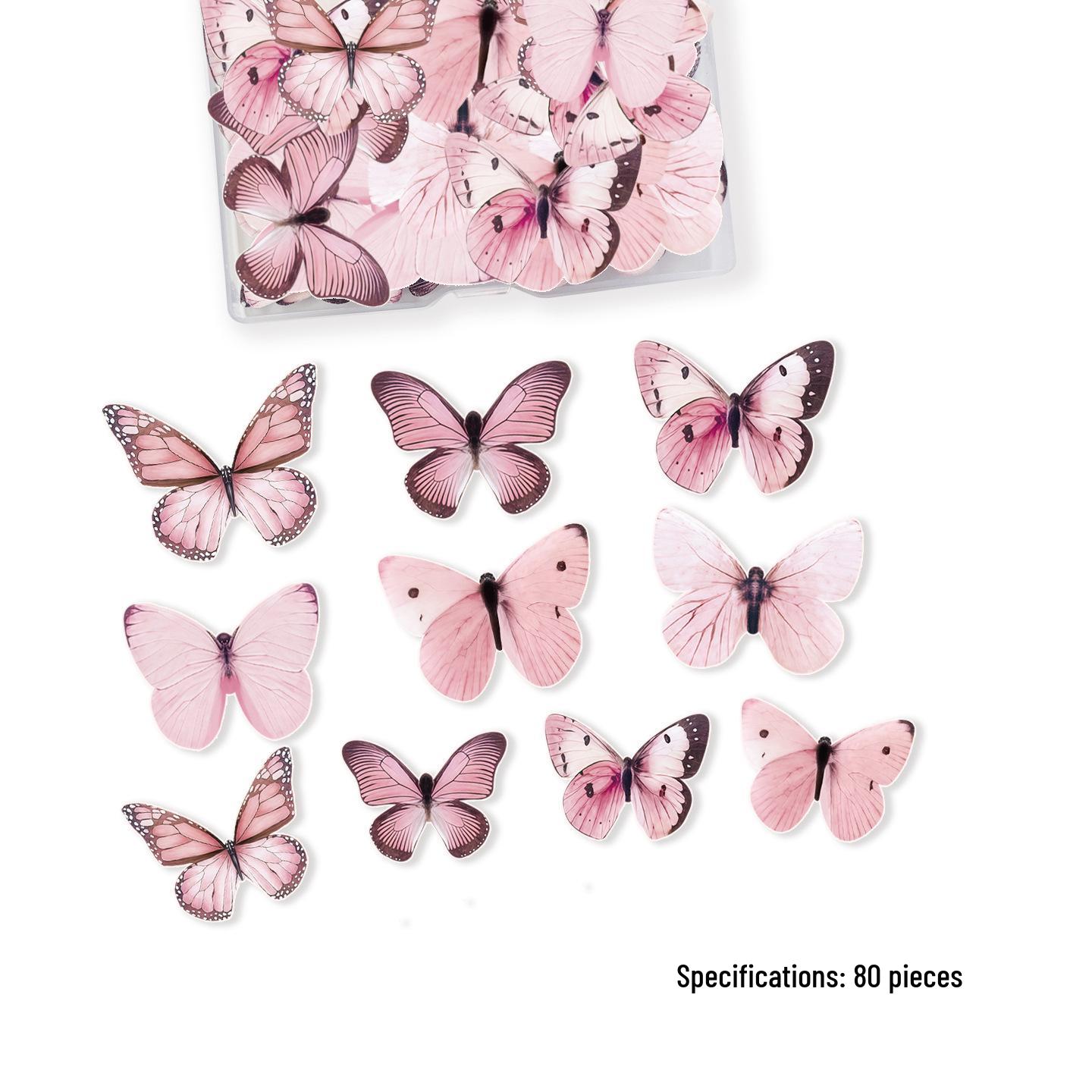 

Pink Butterfly Rice Paper Decorations - 80 Sheets for DIY Baking, Cake Decorating, and Birthday Desserts. Food-Grade Wafer Paper.