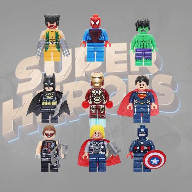 Marvel Superhero Series Building Blocks Abs Plastic Toy Figures Set Of 9 4.5cm Height