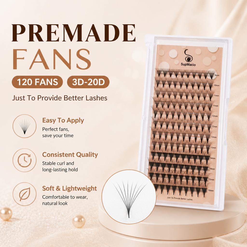 Premade Fan Lash Extensions Bouquet Eyelash Extension C/D Curl Pointy Base Premade Fans Russian Volume Eyelashes Silk Long Stem