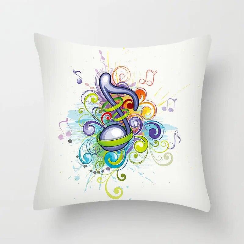 Cute Music Art Pillowcase Colorful Note  Bedroom Car  for Living Room Bed Sofa