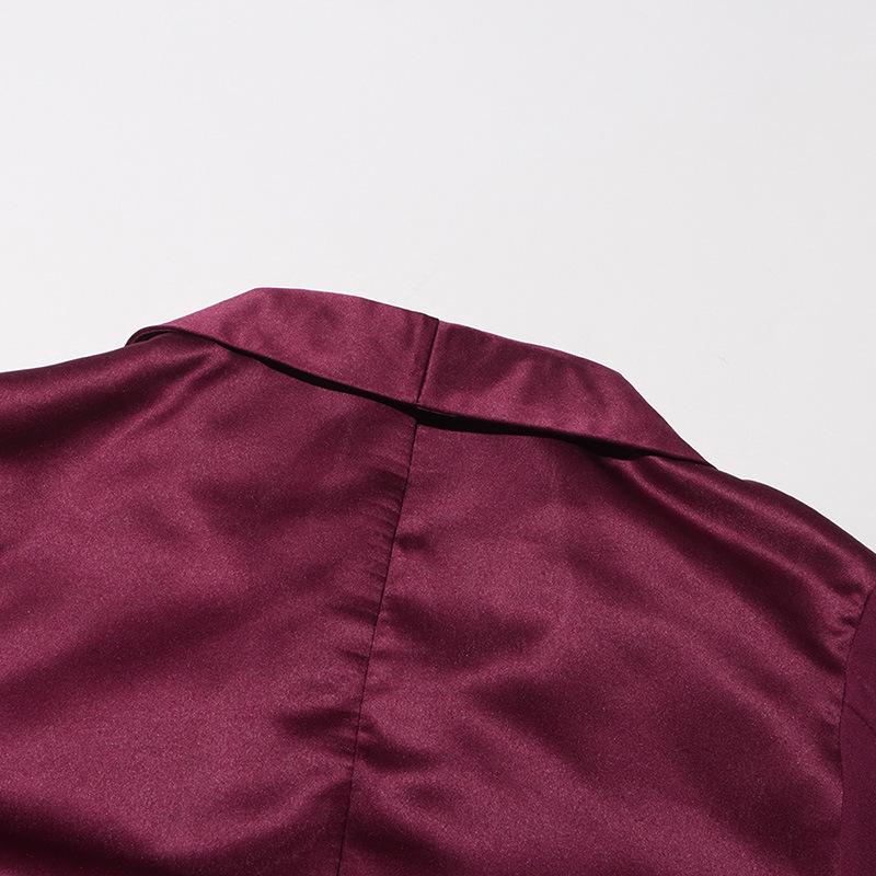2025 Summer Women's Lapel Long-Sleeve Casual Two-Piece Suit: Solid Color Jacket & Straight Pants