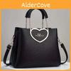 Stylish Black Heart Lock Tote Bag With Practical Large Capacity For Everyday Use
