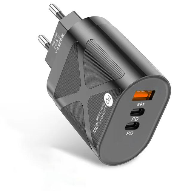 65W GaN Multi-Port Fast Charger with PD 33W & QC 3.0, European Standard (9V/12V)