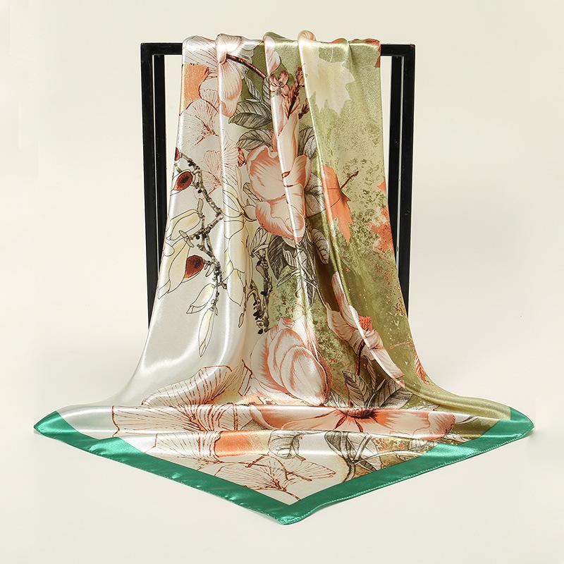 90*90Cm Women Square Silk Scarf Luxury Large Shawl Neckerchief Print Headband Female Foulard Bandana Wraps Hijab Scarves