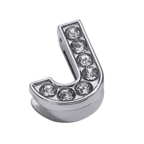 Rhinestone Letter Beads Alloy A To Z Charms Slide Letter Charms Small Spacer Beads for DIY Jewelry Making Keychain Cell Phone Chain Bracelet Craft